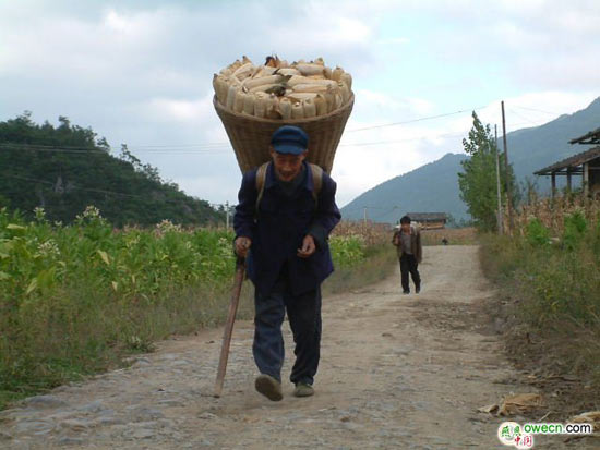 跨越千里的爱，73岁老人肩扛80斤特产只为见儿孙一面